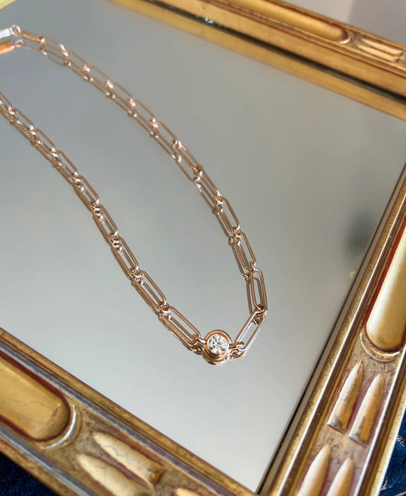 18KYG & Diamond Paper Clip Necklace